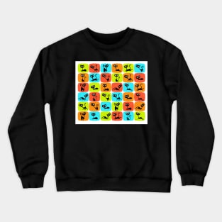 Retro Sassy Tiki Cats (single retro stadium shapes version) Crewneck Sweatshirt